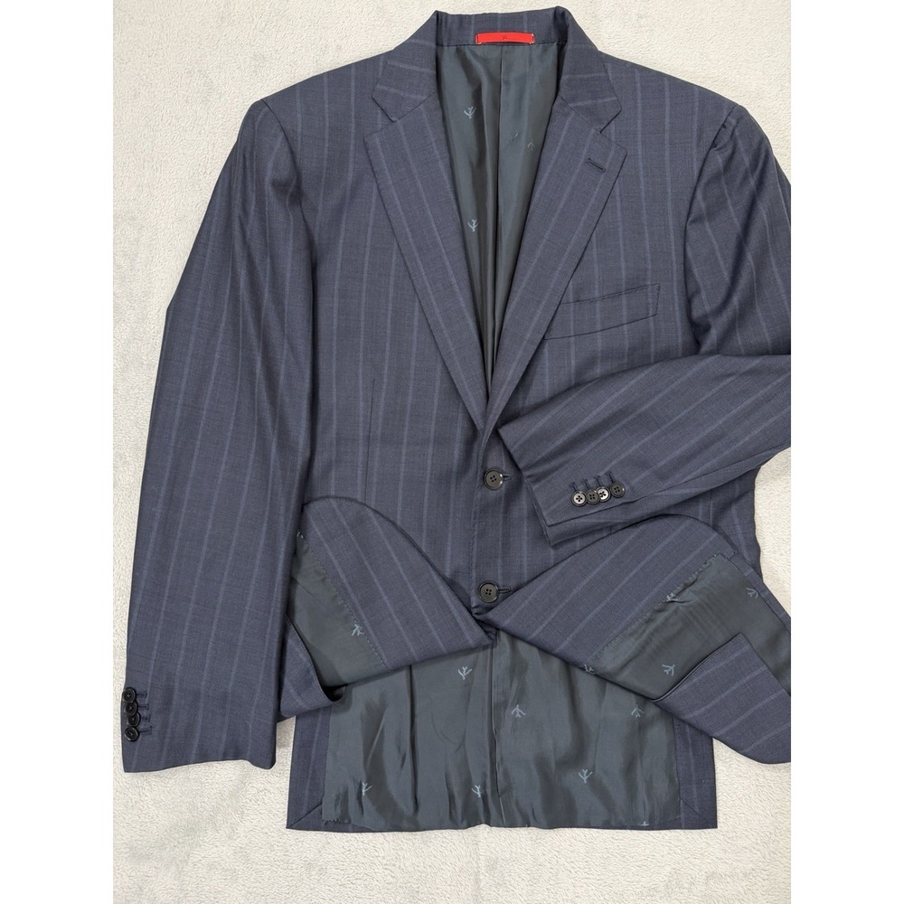 Isaia Napoli Blazer Mens 42R Blue Pinstripes Wool Super 150s Suit Coat Jacket - Picture 3 of 12